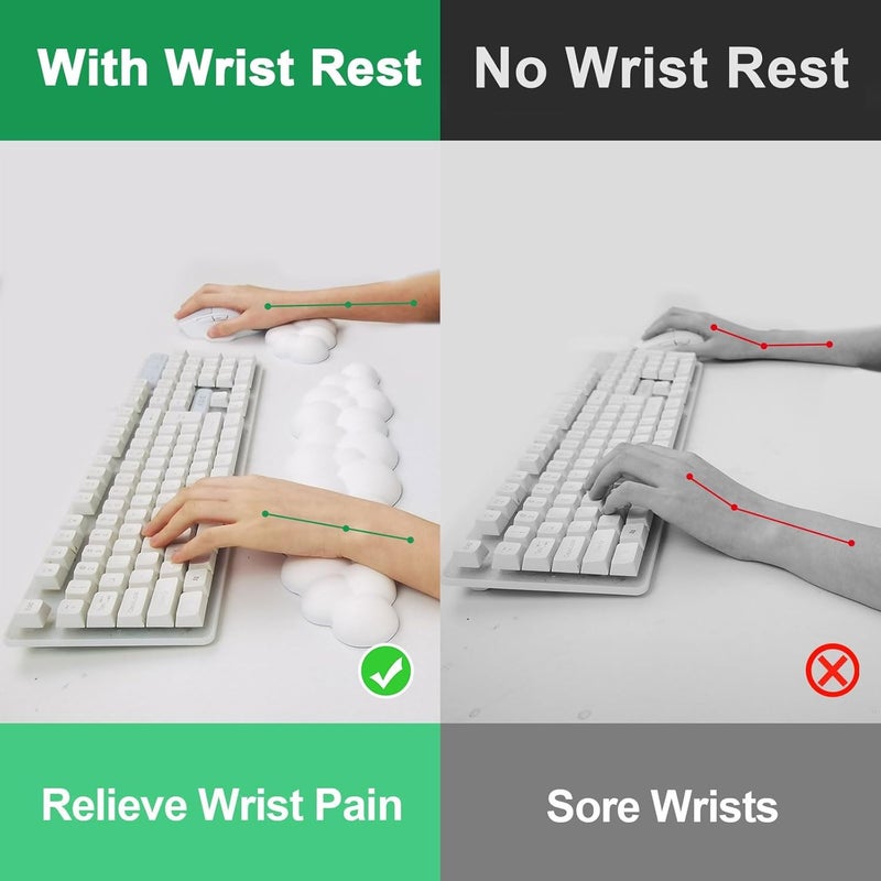 Bukela Keyboard Cloud Wrist Rest, Cloud Mouse Arm Wrist Rest Cute, Memory Foam Palm Rest for Keyboard, Ergonomic Arm Rest for Pain Relief with Non-slip, Suitable for Office Home Laptop (Black) - Image 2